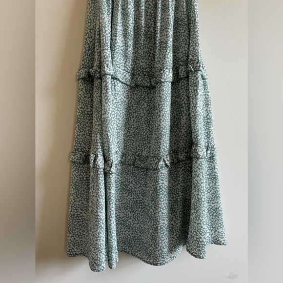 Turquoise Smocked Tiered Maxi Dress - Picture 6 of 9